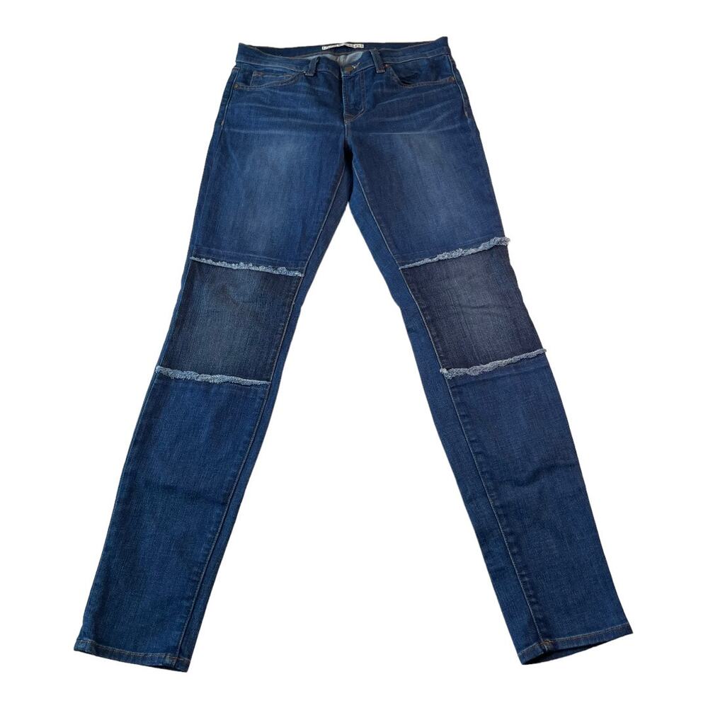 J Brand Womens Jeans Size 28 Revival Mid Rise Skinny Knee Patch Denim Blue Jeans